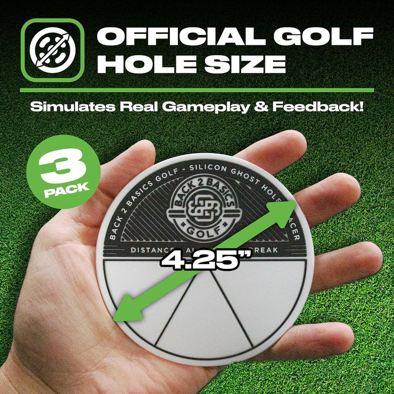 BACK 2 BASICS GOLF 3-Pack Target Ghost Holes Golf Training Set, Portable Outdoor & Indoor Putting Practice Golf Training Putters, Standard 4.25” Targets for Backyard Practice Putting Green, Chipping & Home Drills - Image 3